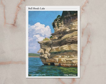 BULL SHOALS LAKE real print | Missouri, Arkansas, Lake, Ozark Landscape, Ozark Mountains, Outdoors, Wall Art, Lake Day
