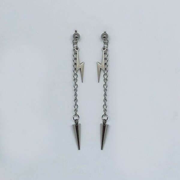 Stray Kids Felix inspired earrings -  lightning and spike earrings - Stainless Steel - PAIR