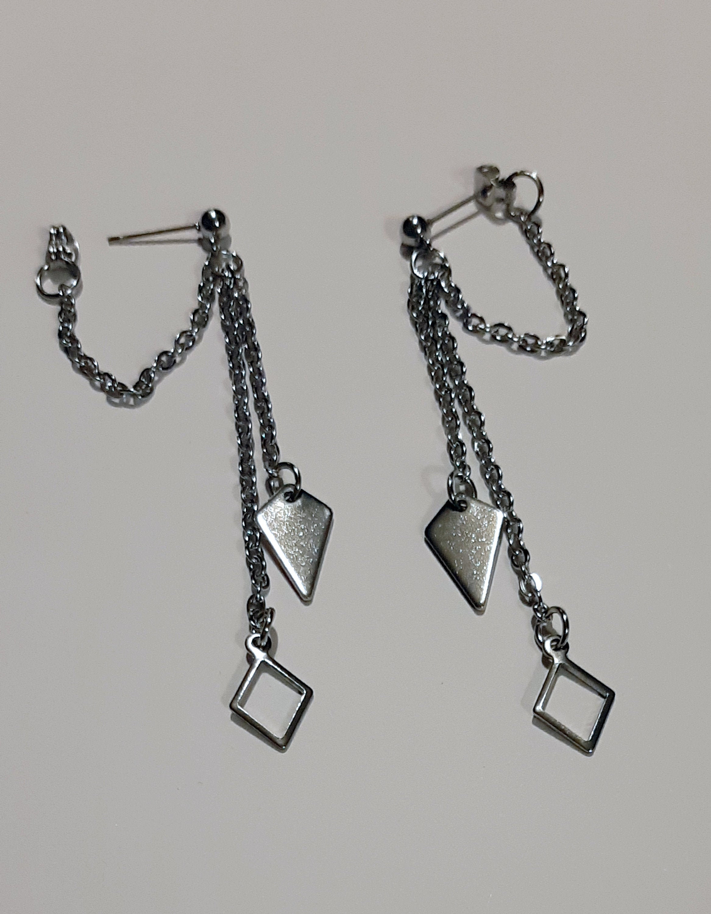 Kpop Inspired earrings Chain arrow and rhombus geometric | Etsy