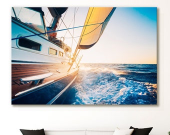 Yacht Sailing Boat Wall Art | Yacht Canvas Art | Yacht Canvas Print | Nautical Decor | Large Seascape | Large Wall Art | Christmas Gift