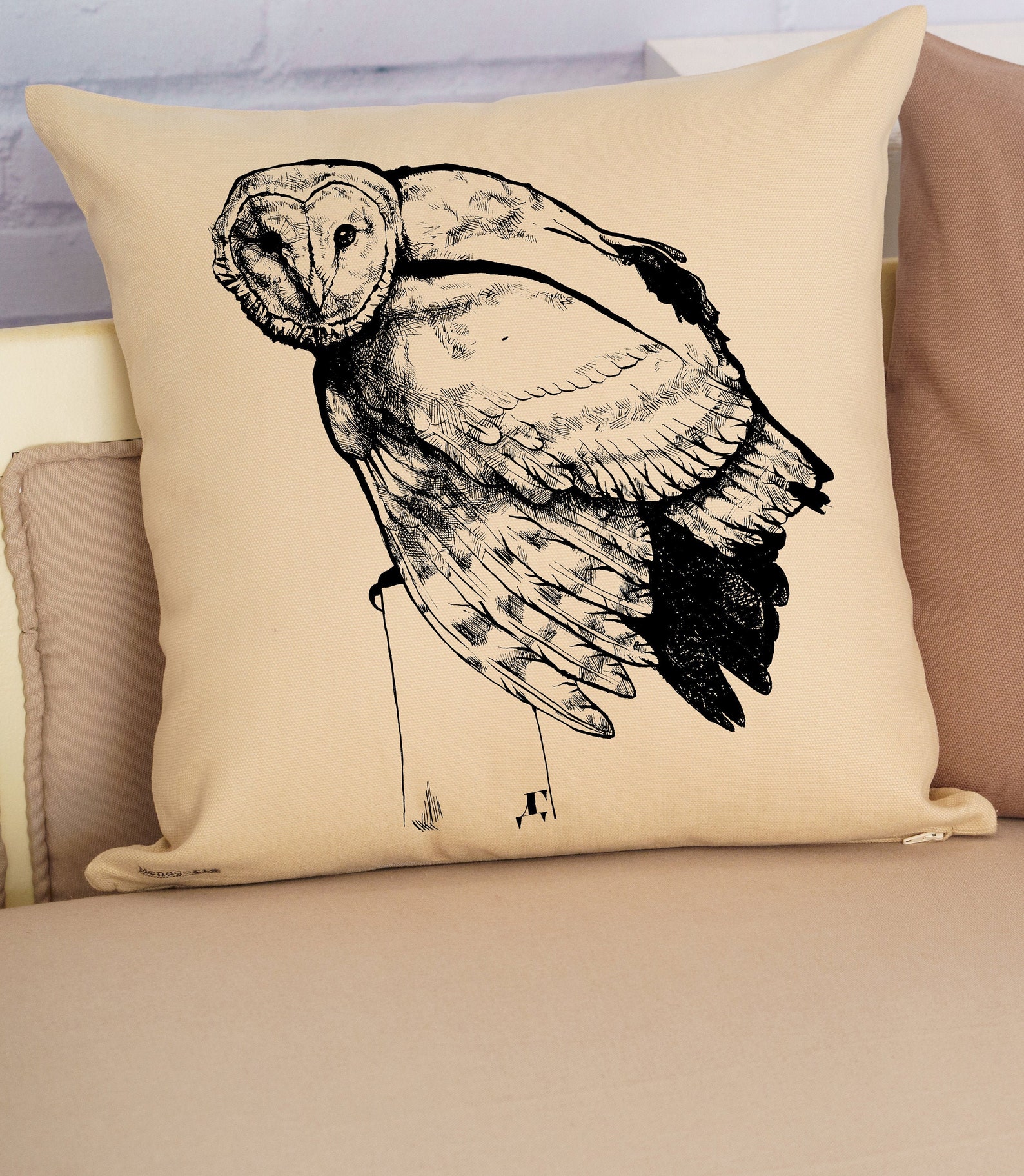 Scheune Eule Druck Kissenbezug Original Kunstdruck Eule Etsy