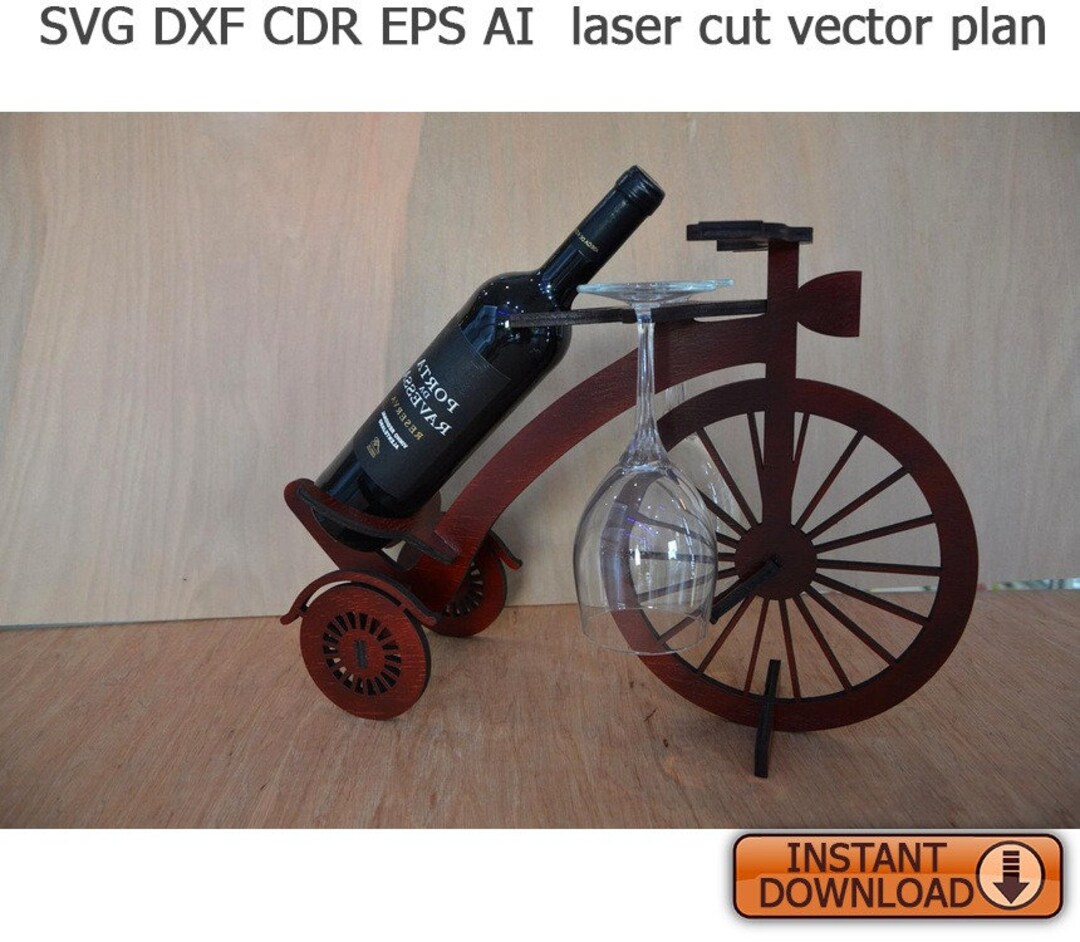 Decor Wooden Bicycle Wine Bottle Holder Rack. Laser Cut Files Etsy