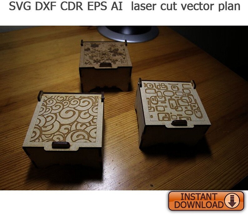 cnc pattern laser cut files Instant download cnc cut Laser cut Files SVG DXF CDR vector plans Carved Casket