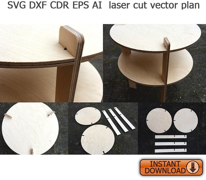 Round table. Laser cut Files SVG DXF CDR vector plans files Etsy
