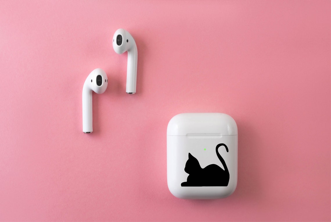 Airpod Case Vinyl Decal Cat Etsy