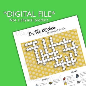 Beginner’s Crossword Puzzle 7-9 yrs printable PDF- In the Kitchen