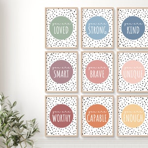 Positive Affirmations for Kids Ensemble de 9 imprimables, Affirmation Wall Art, Affiche de salle de jeux, Affiche d’affirmation, Affirmation d’enfants, Croissance