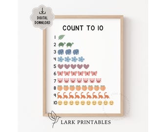 Count to 10 Printable Poster, Numbers 1-10, Counting Chart Montessori ...