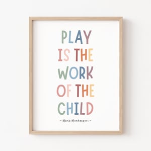 Il gioco è il lavoro del bambino, Boho Classroom Decor, Play Therapy, Poster Montessori, Play Room Decor, Lavoro sociale scolastico, Homeschool Decor