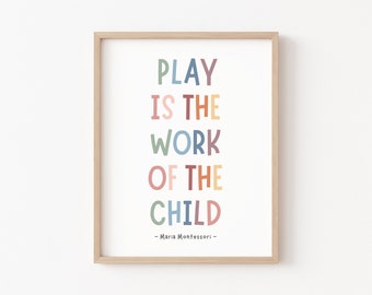 Play is The Work of The Child, Boho Classroom Decor, Play Therapy, Montessori Poster, Play Room Decor, School Social Work, Homeschool Decor
