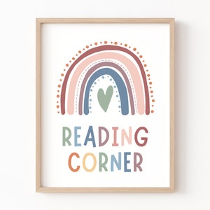 Panneau de coin de lecture, Let’s Read, Coin lecture, Décor de classe Boho, Décor mural de salle de jeux, Montessori, Affiches de classe, Enfants lire de l’art mural