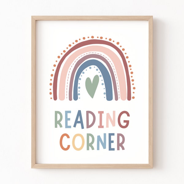 Reading Corner Sign, Let's Read, Reading Nook, Boho Classroom Decor, Playroom Wall Decor, Montessori, Classroom Posters, Kids Read Wall Art