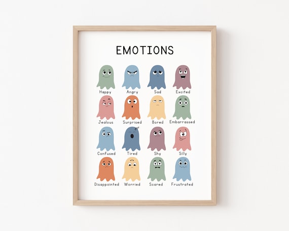 Cute Ghost Print, Halloween Classroom Decor, Pink Halloween Decor, Ghost Emotions