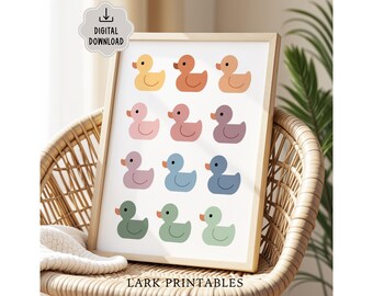 Kids Bathroom Wall Art Duck Printable Poster, Cute Rubber Ducky Bathroom Decor, Children's Restroom Sign, Instant Digital Download