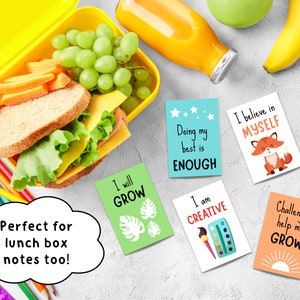 May include: Ten colourful motivational cards with positive messages, such as "I will grow", "Doing my best is enough", and "Challenges help me grow". The cards are perfect for adding a little encouragement to a lunchbox or for using as notes.