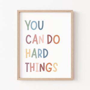 Puedes hacer cosas difíciles, afirmación positiva, arte de pared para niños, mentalidad de crecimiento, decoración de aula, aula positiva, educación, decoración de sala de juegos