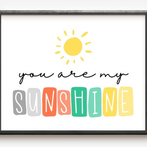 You Are My Sunshine Printable Wall Art, Pastel Playroom, Playroom Printable, Boys Playroom Decor, You Are My Sunshine Print, Kids Printables image 2