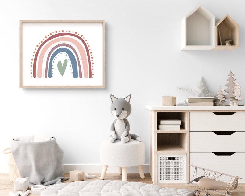 Rainbow Nursery Wall Art, Boho Nursery Decor, Nursery Printable ...