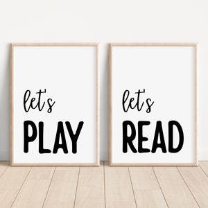 Let&#39;s Play Printable set of 2, Let&#39;s Read Print, Playroom Poster, Let&#39;s Read Sign, Let&#39;s Play Set, Let&#39;s Play sign, Kids Wall Art