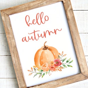 Hello Autumn Printable, Fall Wall Decor, Autumn Quotes Print, Autumn Wall Art, Pumpkin Printable, Autumn Printable, Fall Decorations, Pink image 7