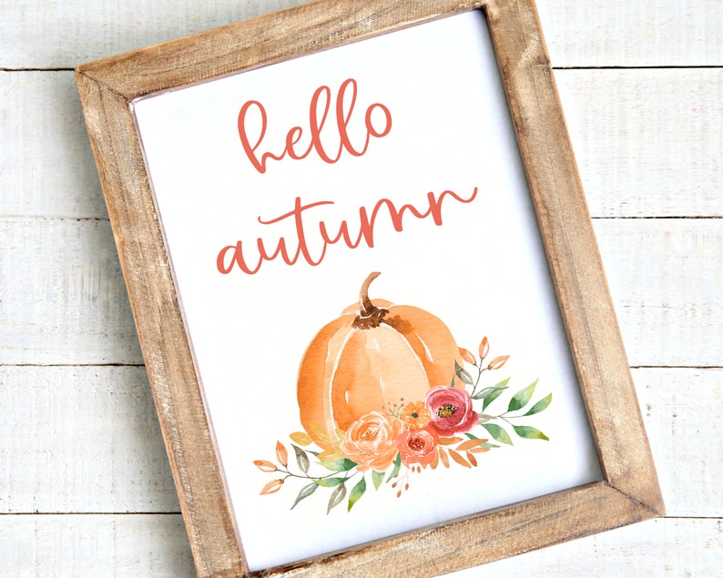 Hello Autumn Printable, Fall Wall Decor, Autumn Quotes Print, Autumn Wall Art, Pumpkin Printable, Autumn Printable, Fall Decorations, Pink image 7