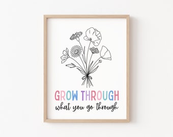 Wachse durch, was du durchmachst Psychische Gesundheit Druck Positive Wand Kunst Selbstliebe Zitat Inspirierend Motivations Lebenspflege Erholungsgeschenk