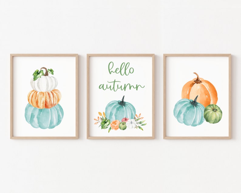 Hello Autumn Printable, Fall Printables Set of 3, Fall Wall Decor ...