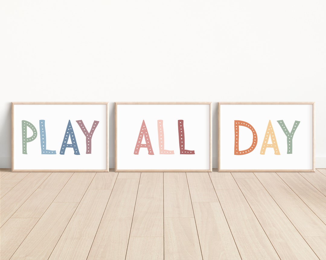 Set of 3 Playroom Prints, Playroom Sign Nursery Wall Art, Let's Play ...