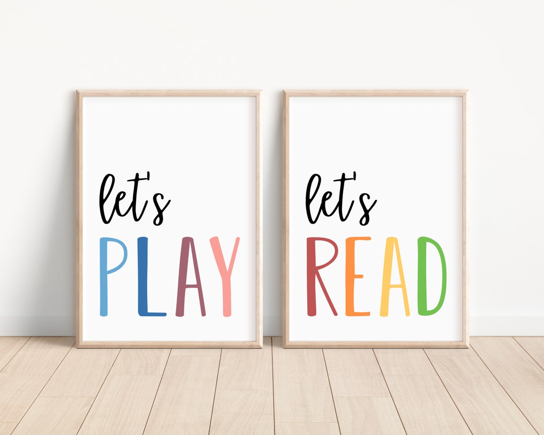 Let's Play Let's Read Set of 2, Reading Corner, Homeschool Decor ...
