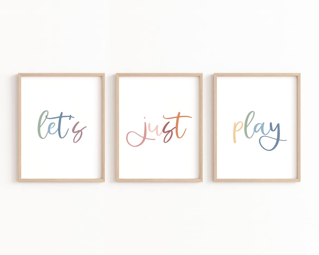 Set of 3 Playroom Prints, Playroom Sign Nursery Wall Art, Let's Play ...