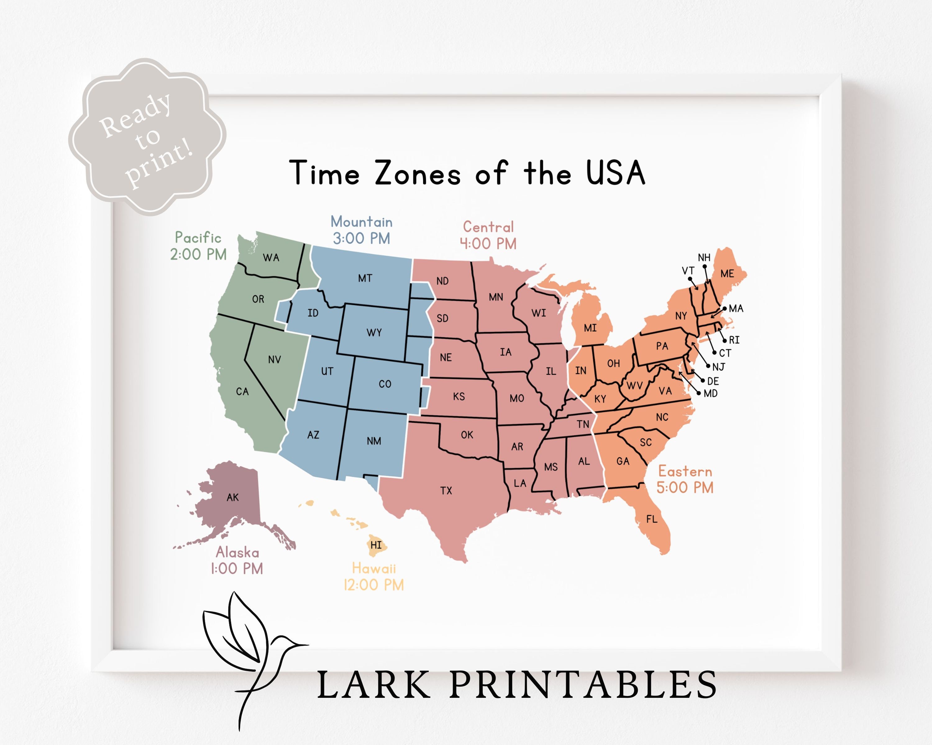 thumbnail image 2 of Postereck USA Map Wall Art - 24x16 Inch Educational Poster With States, Capitals, Cities & Water Bodies 2 of 5