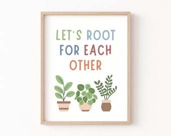 Let's Root For Each Other Sign, Boho Classroom Decor, Playroom Wall Art, Classroom Poster, Homeschool Decor, Motivational Inclusive Class