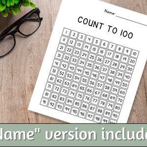 Hundreds Chart Printable Number Chart 1-100 Count to 100 Practice ...