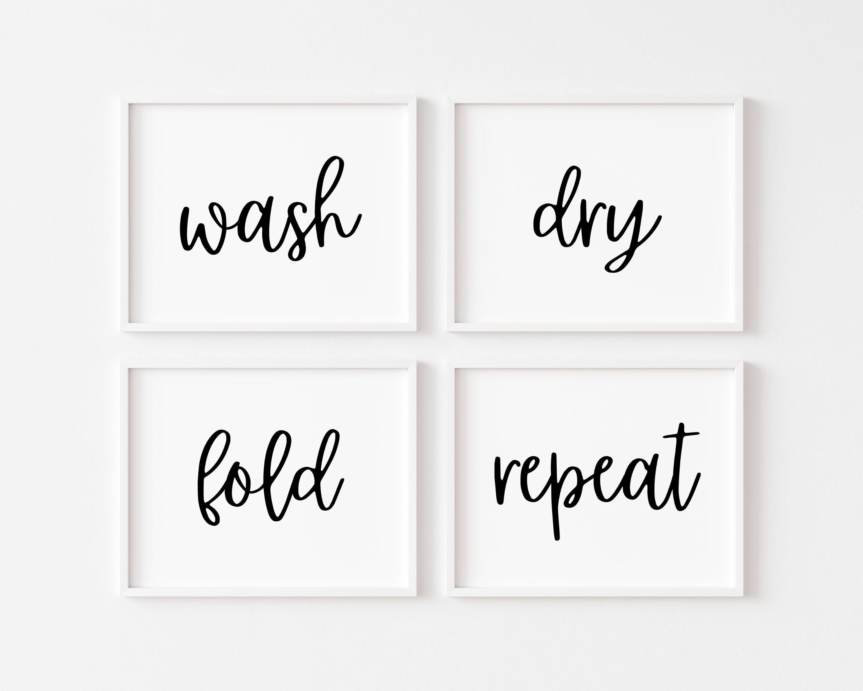 Wash Dry Fold Repeat Sign, Set of 4 Laundry Prints, Laundry Room Sign ...