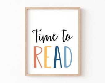 Time To Read Sign, Playroom Printable, Kids Read Print, Playroom Poster, Kids Printables, Reading Corner, Boys Room Decor, Classroom Poster