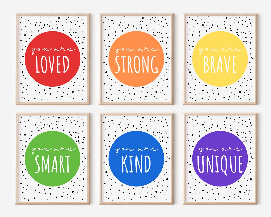 Positive Affirmations for Kids Set of 6 Printables, Affirmation Wall ...