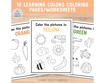 Preschool Color Worksheets Printable, Learning Colors Activities for Toddlers, Color of the Week Homeschool Pages