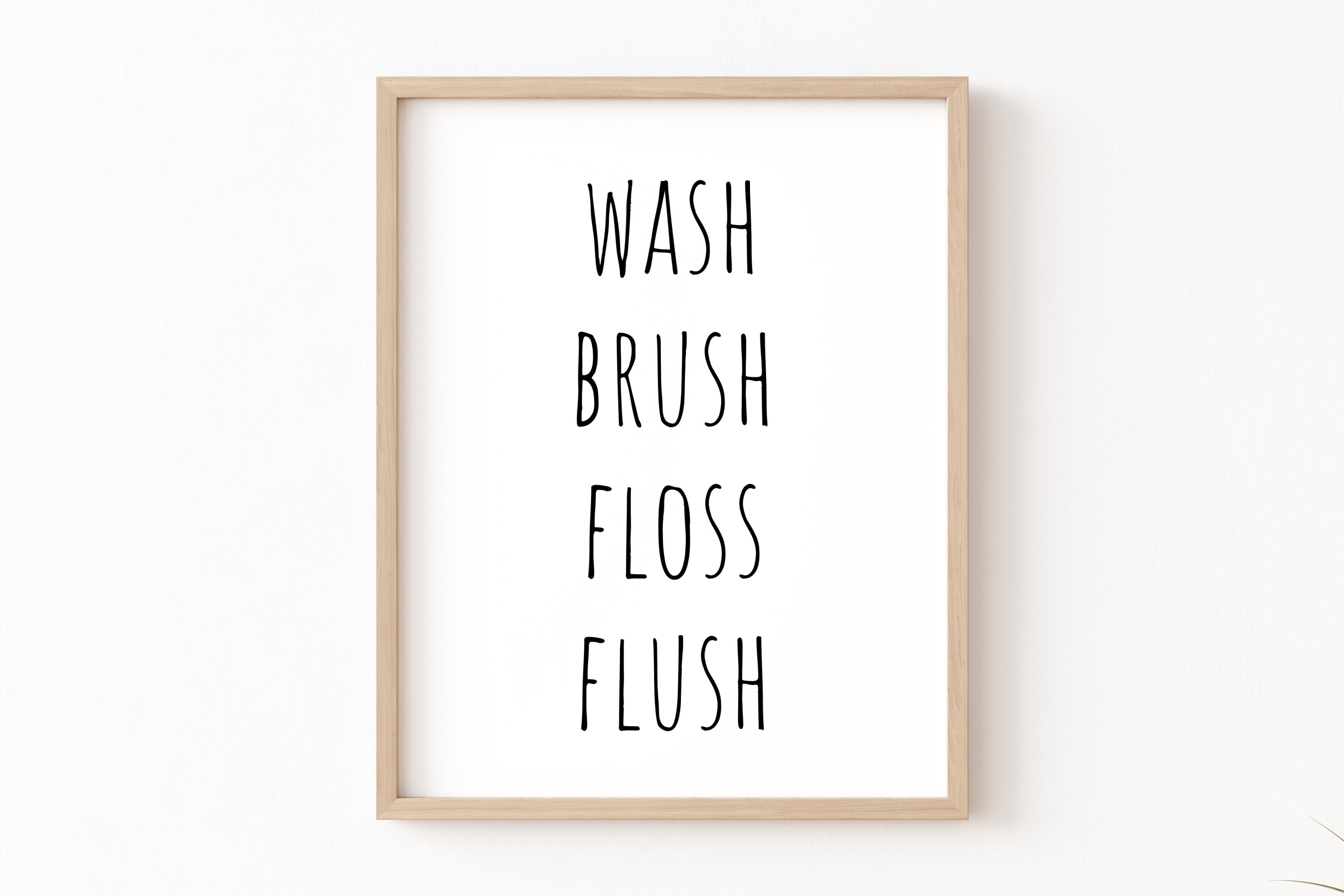 Wash Brush Floss Flush Printable Bathroom Decor Bathroom - Etsy