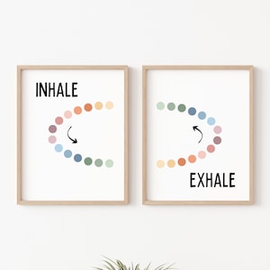 Inhale Exhale Print Calm Down Corner Printable Schule Psychologe ADHS Emotionsregulierung Kleinkind Calm Down Corner Poster Kinder Angst