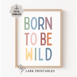 Póster imprimible "Born To Be Wild", lámina para habitación infantil, decoración de safari, póster para sala de juegos, arte mural infantil, lámina "Wild One", decoración de habitación infantil