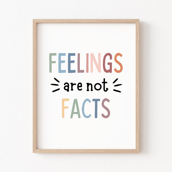 Feelings Are Not Facts Printable Mental Health Poster Thought Challenging Therapy Office Decor Thoughts Emotions Are Not Facts DBT Poster