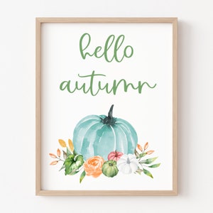 Hallo Herbst druckbare, Herbst Dekor blau, Herbst Zitate Druck, Herbst Wandkunst, Kürbis druckbare, Herbst druckbare, Herbstdekorationen