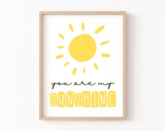 You Are My Sunshine Print, Bright Nursery Art, Playroom Sign, Montessori Nursery, Sun Nursery Decor, Yellow Sun Art, Playroom Wall Decor