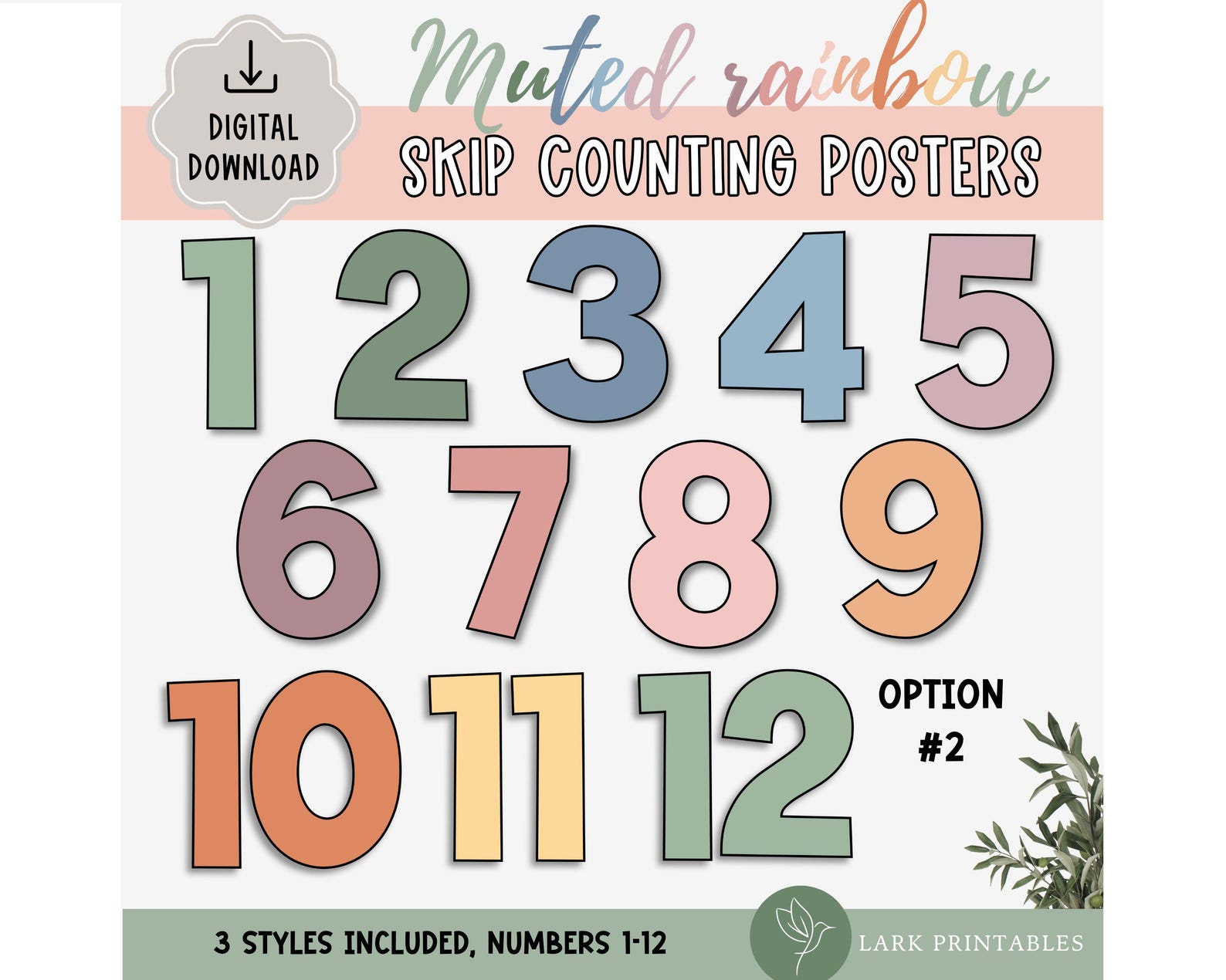 Skip Counting Display, Boho Rainbow Classroom Decor, Multiples Large ...