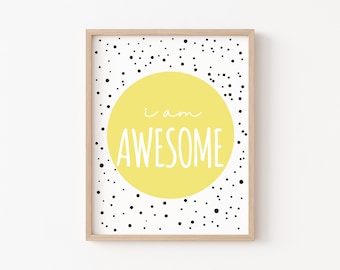 Affirmations for Kids, I Am Awesome, Classroom Decor, I Am Affirmations, Playroom Wall Decor, Affirmations Poster, Homeschool Printables