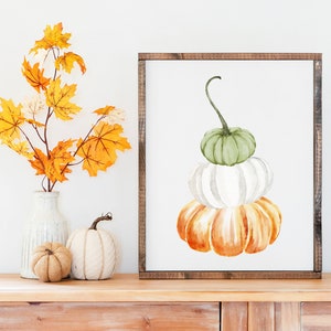 Pumpkin Printable Wall Art, Pumpkin Print, Fall Wall Decor, Pumpkin Watercolor painting, Fall Decor, Fall Wall Art, Fall Printable image 1