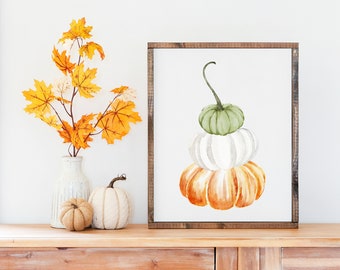 Pumpkin Printable Wall Art, Pumpkin Print, Fall Wall Decor, Pumpkin Watercolor painting, Fall Decor, Fall Wall Art, Fall Printable