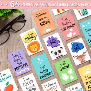 Afirmaciones para niños, Soy afirmaciones, Mindfulness para niños, Tarjetas de positividad, Tarjetas de afirmación para niños, Soy amable inteligente amado hermoso