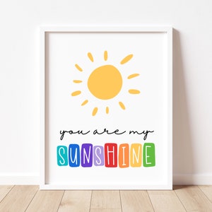 You Are My Sunshine Print, Rainbow Playroom, Playroom Printable, You Are My Sunshine Printable Wall Art, Playroom Sign, Sunshine Nursery Art
