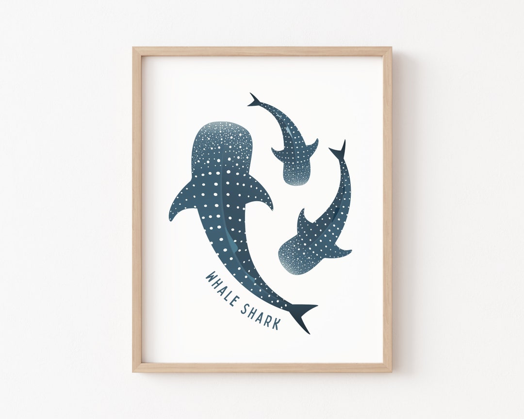 Whale Shark Print, Beach House Wall Decor, Ocean Art Print, Shark ...
